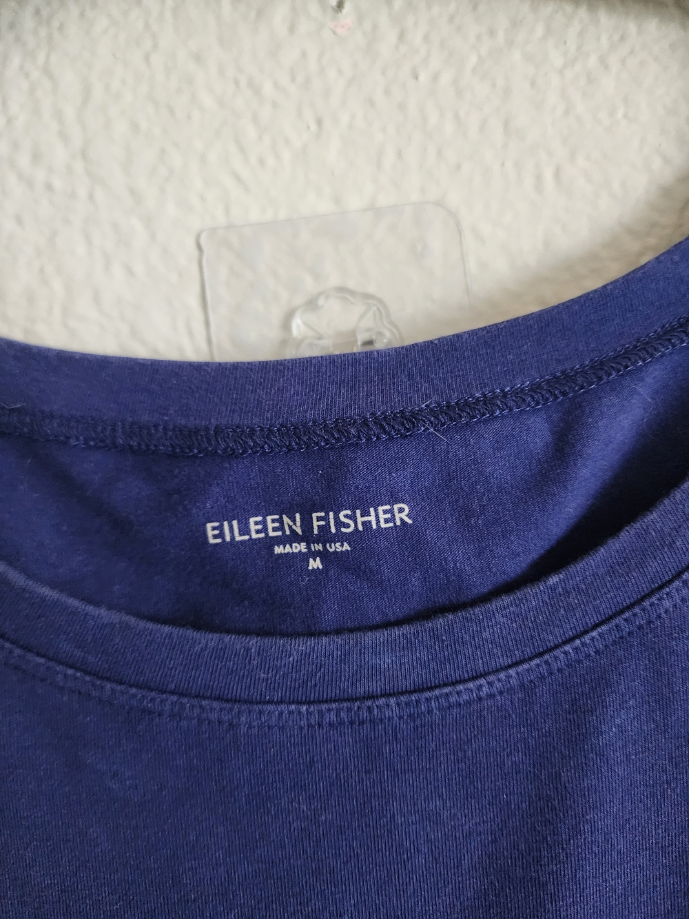 EILEEN FISHER Organic Cotton Stretch Short Sleeve Scoop Neck Midi Dress M Blue - Picture 5 of 8